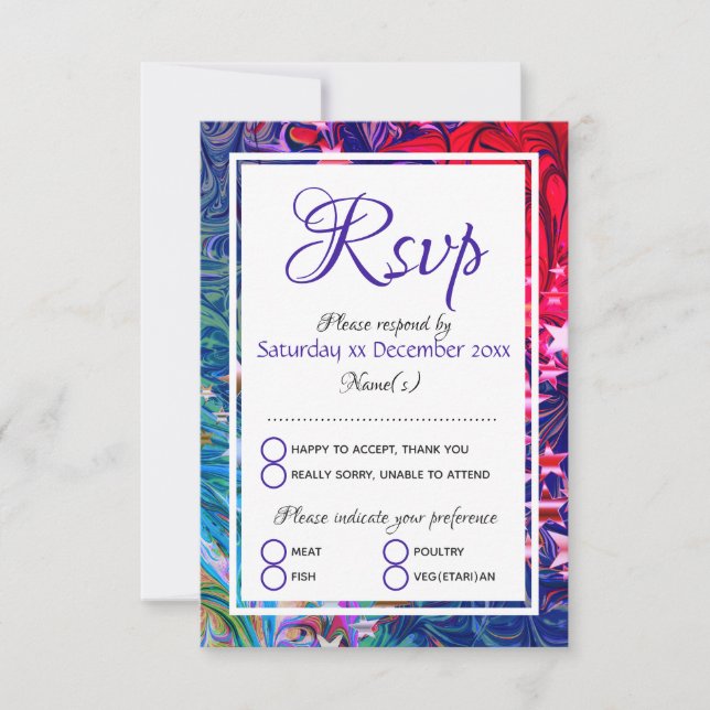 CHRISTMAS STARS | Abstract Winter | Festive Meal  RSVP Card (Front)