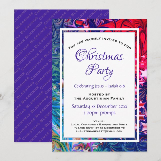CHRISTMAS STARS | Abstract Winter | Festive Party Invitation (Front/Back)