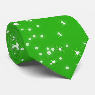 Christmas Stars and Falling Snow on GREEN Tie