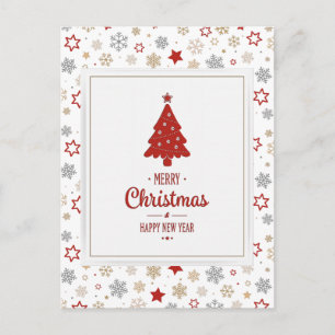Christmas Stars and Snowflakes Pattern Holiday Postcard
