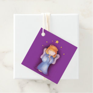 Christmas stars angel prayer purple favour tags