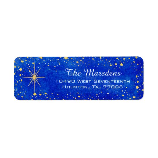 Christmas Stars Blue and Gold Custom Return Return Address Label