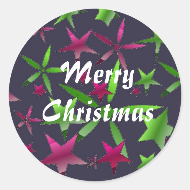 Christmas Stars Classic Round Sticker (Front)