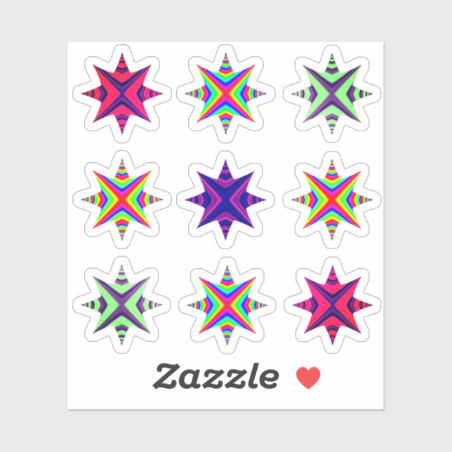 Christmas Stars colourful sticker pack (Sheet)