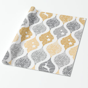 Christmas stars deer joy pattern wrapping paper