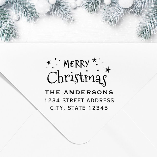 Christmas Stars Family Name Return Address Self-inking Stamp (Creator Uploaded)