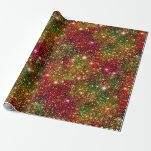 Christmas Stars Galaxy Cosmic Outer Space Glitter Wrapping Paper