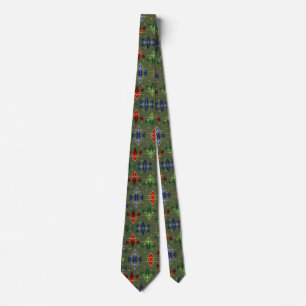 Christmas Stars Green Blue Red Gold Tie