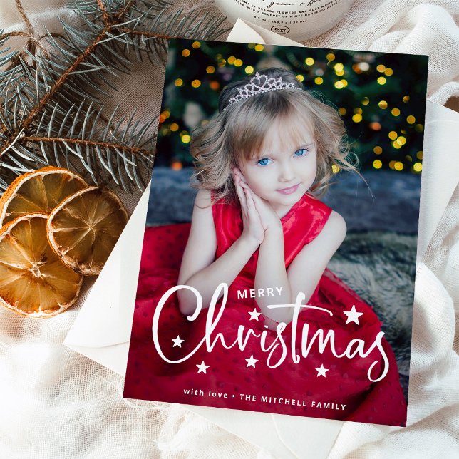 Christmas Stars | Handwritten Script and Photo Holiday Card (Creator Uploaded)