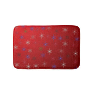 christmas stars in red bath mat