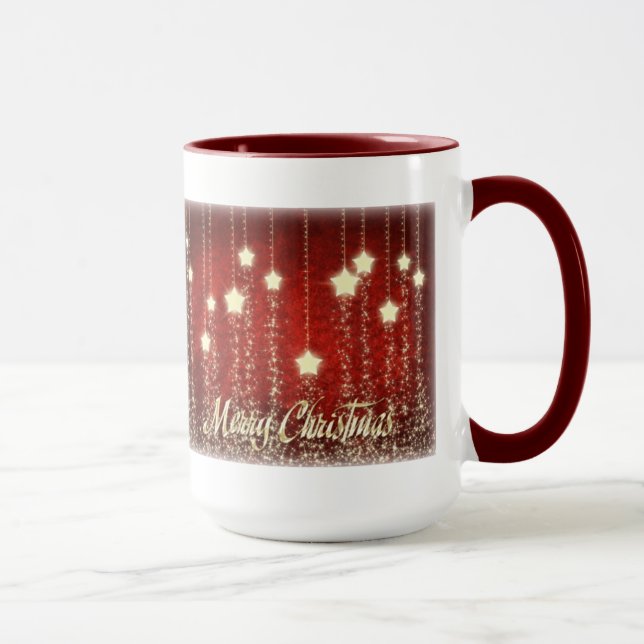 Christmas Stars Merry Christmas Ringer Mug 15 oz (Right)