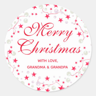 Christmas Stars & Ornaments Personalised Classic Round Sticker