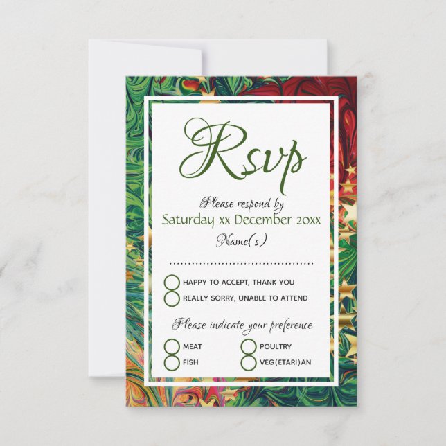 CHRISTMAS STARS Personalised Festive Celebration RSVP Card (Front)