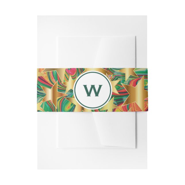 CHRISTMAS STARS Personalised Stationery Invitation Belly Band (Front Example)