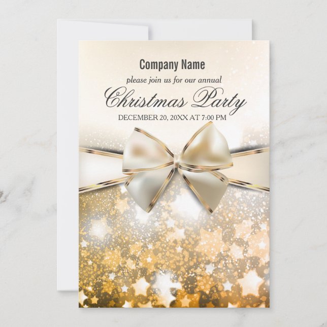Christmas Stars Sparkle Corporate Party Invitation (Front)