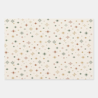 Christmas Stars & Sparkles Pattern Wrapping Paper Sheet