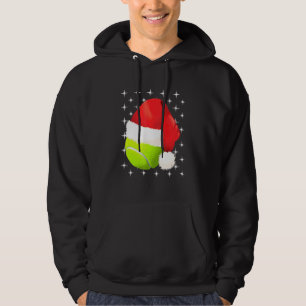 Christmas Stars Tennis Ball Santa Hat Sports Xmas Hoodie