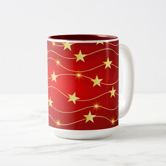 Christmas Stars Two-Tone Coffee Mug (Front Right)