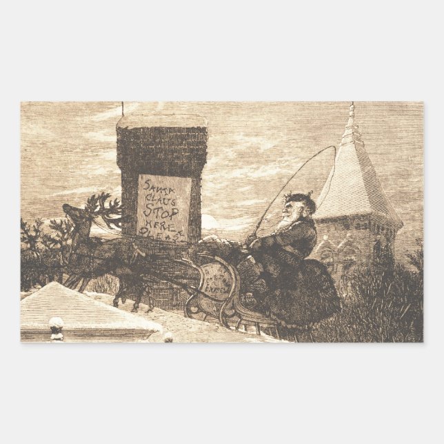 Christmas Station, Thomas Nast, 1889 Rectangular Sticker (Front)