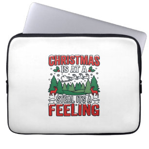 Christmas Steal Its A Feeling Reindeer Sleigh Desi Laptop Sleeve