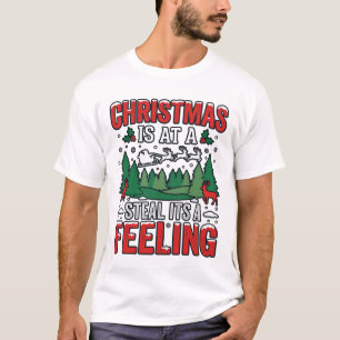 Christmas Steal Its A Feeling Reindeer Sleigh Desi T-Shirt