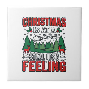 Christmas Steal Its A Feeling Reindeer Sleigh Desi Tile