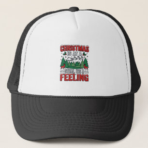 Christmas Steal Its A Feeling Reindeer Sleigh Desi Trucker Hat