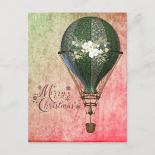 Christmas Steampunk Balloon Postcard