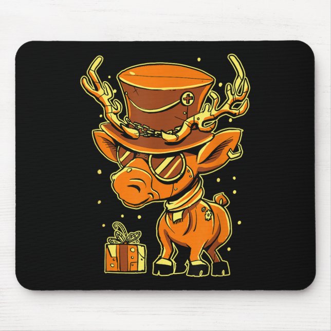 Christmas Steampunk Fancy Dress Reindeer  Mouse Mat (Front)