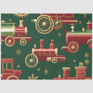 christmas steampunk locomotive tissue paper