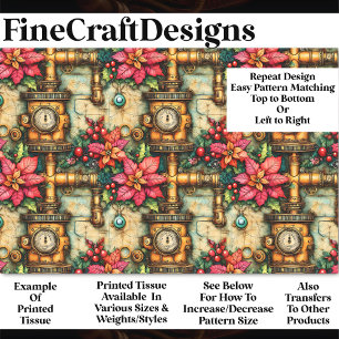 Christmas Steampunk Poinsettias BM4 Decoupage   Tissue Paper