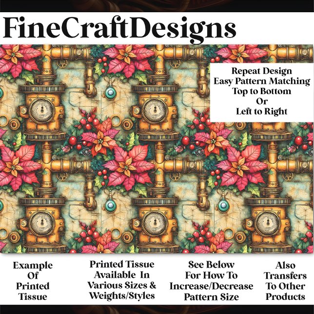 Christmas Steampunk Poinsettias BM4 Decoupage   Tissue Paper (Creator Uploaded)