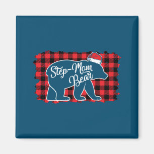 Christmas Step Mum Bear Christmas Red Plaid Buffal Magnet