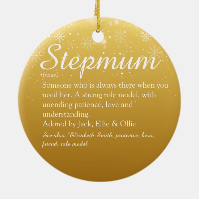 Christmas Stepmom Stepmother Definition Gold Ceramic Tree Decoration (Back)