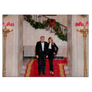 Christmas steps President Donald Trump & Melania Cutting Board