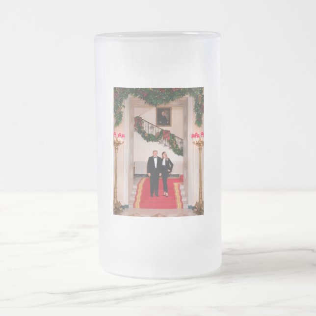 Christmas steps President Donald Trump & Melania Frosted Glass Beer Mug (Center)