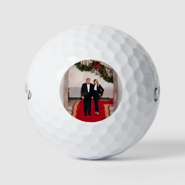 Christmas steps President Donald Trump & Melania Golf Balls (Front)