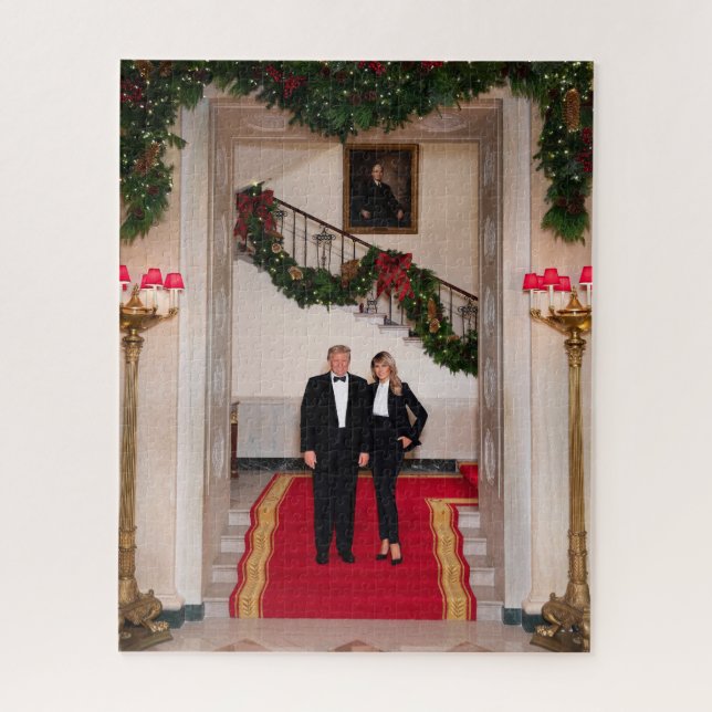Christmas steps President Donald Trump & Melania Jigsaw Puzzle (Vertical)