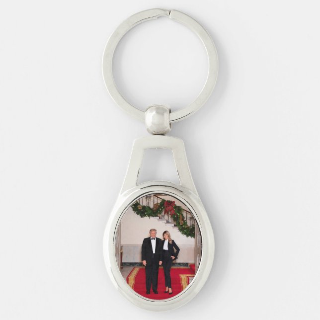 Christmas steps President Donald Trump & Melania Key Ring (Front)