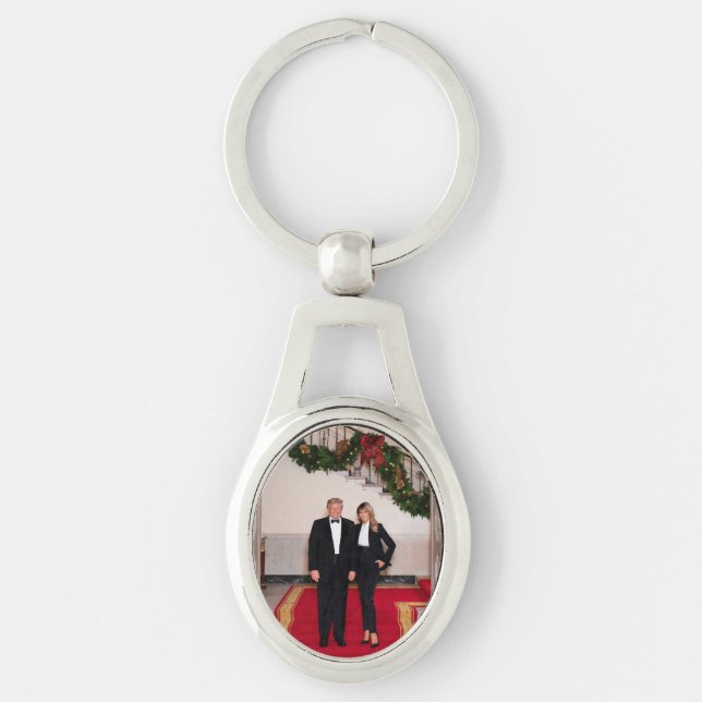 Christmas steps President Donald Trump & Melania Key Ring (Front)
