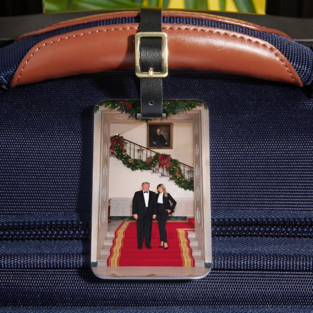 Christmas steps President Donald Trump & Melania Luggage Tag (Front Insitu 2)