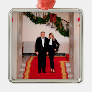 Christmas steps President Donald Trump & Melania Metal Tree Decoration