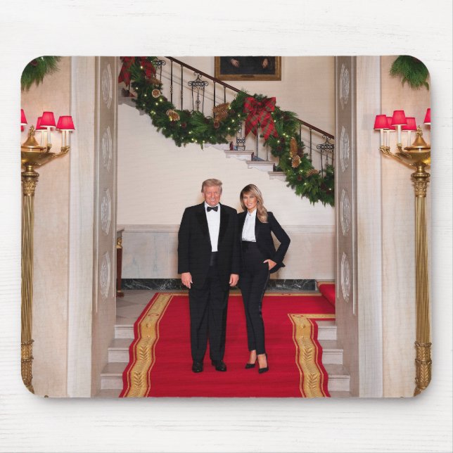 Christmas steps President Donald Trump & Melania Mouse Mat (Front)