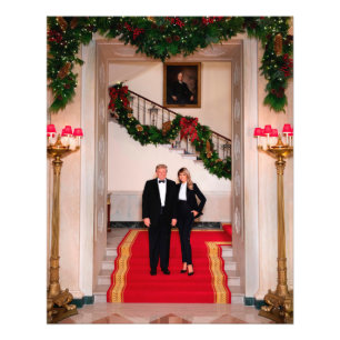 Christmas steps President Donald Trump & Melania Photo Print