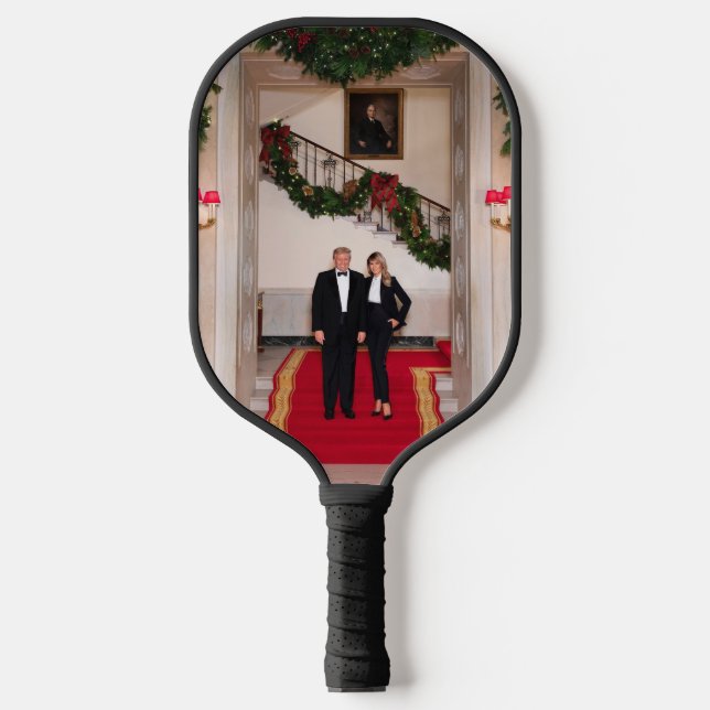 Christmas steps President Donald Trump & Melania Pickleball Paddle (Front)