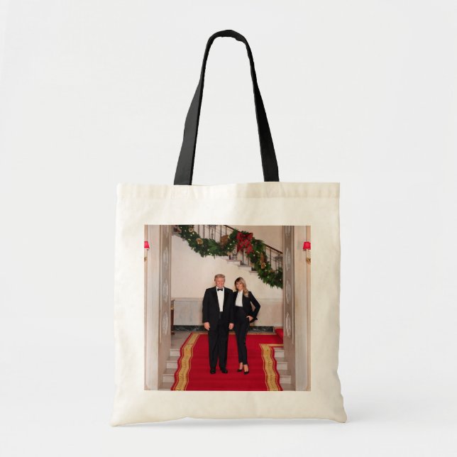 Christmas steps President Donald Trump & Melania Tote Bag (Front)