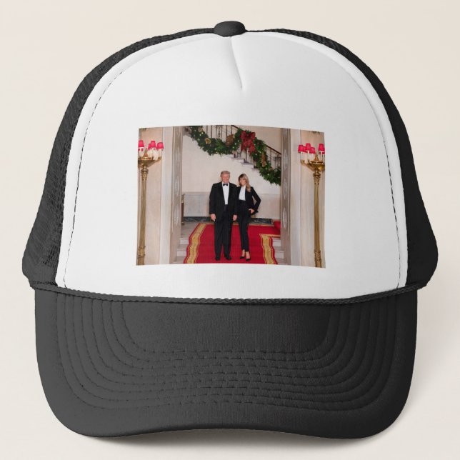 Christmas steps President Donald Trump & Melania Trucker Hat (Front)
