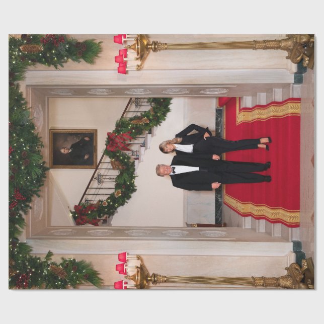 Christmas steps President Donald Trump & Melania Wrapping Paper (Flat)