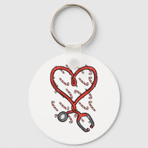 Christmas Stethoscope Nurse Xmas Nursing Scrub Top Key Ring