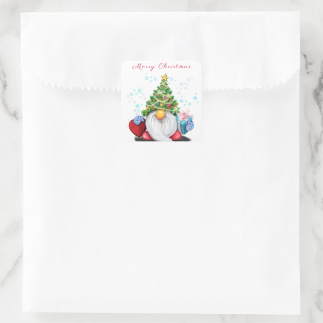 Christmas Sticker Cute Gnome with Gifts (Bag)